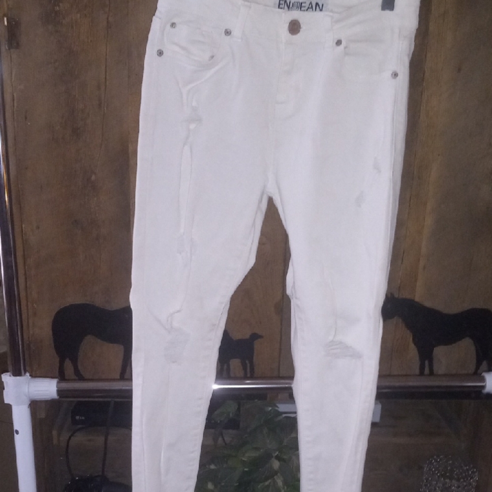 ENJEAN Women's Skinny Jeans - White
